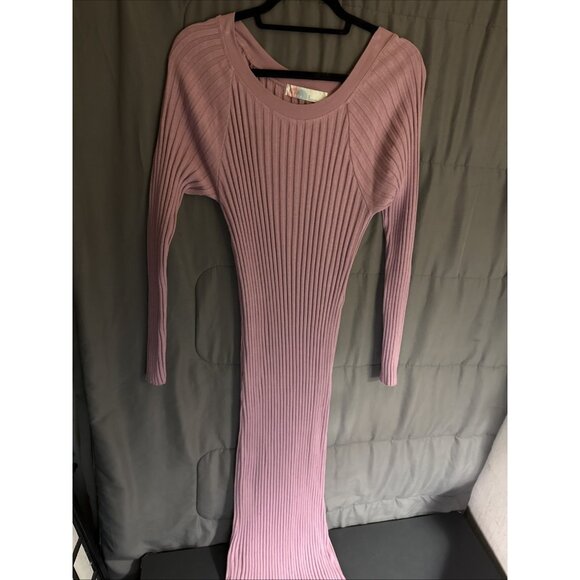 FREE PEOPLE FP Beach Pink Walk About Maxi Dress Women’s Size LARGE Ribbed Knit - Picture 1 of 15